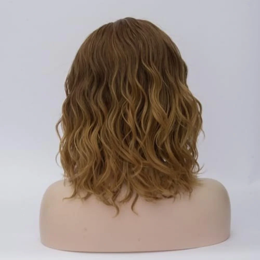 Wavy Ombre Brown Blonde Synthetic Wig Shoulder Length‎ Heat Resistant Bob